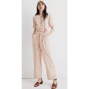 MADEWELL Top-Stitched Coverall‎ Jumpsuit Bashful Blush sz 10
